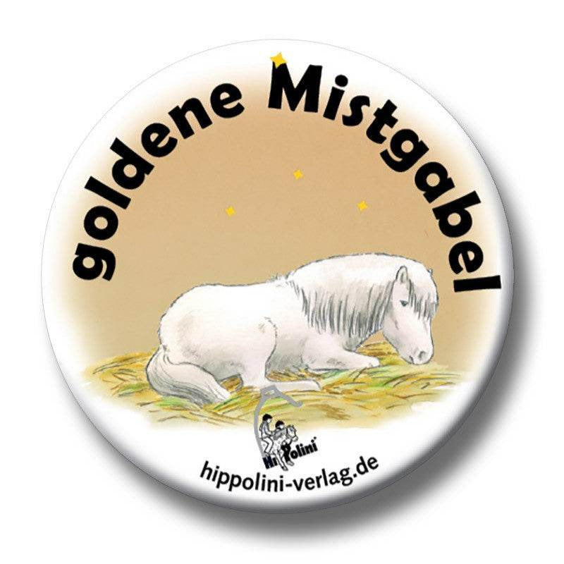 Button Goldene-Mistgabel - Hippolini-Verlag