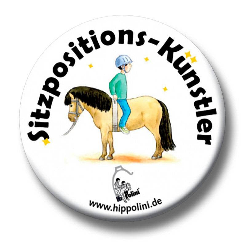 Button Sitzpositions-Künstler - Hippolini-Verlag