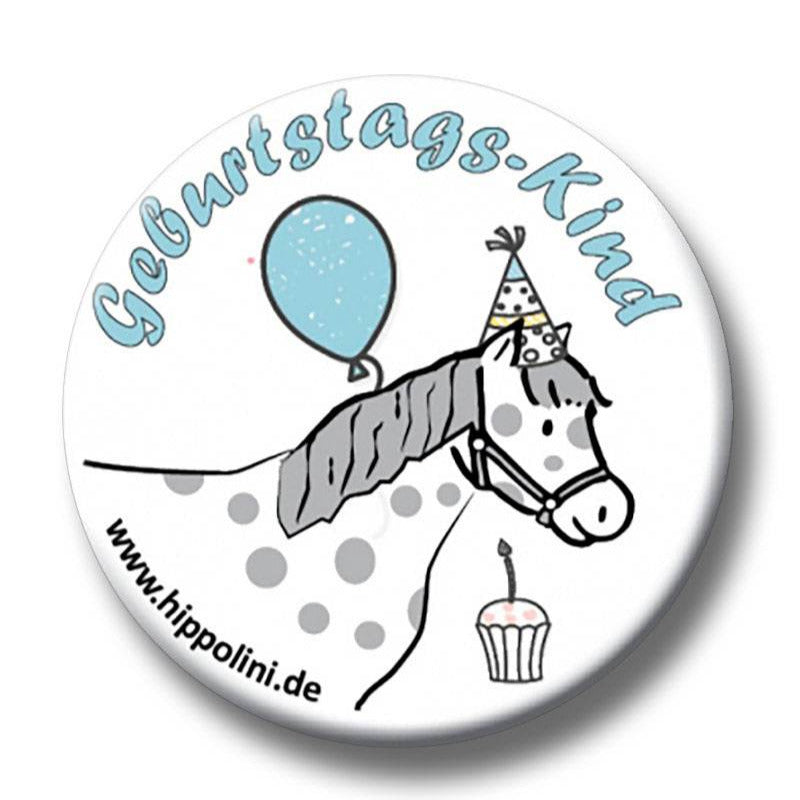 Button Geburtstagskind-blau - Hippolini-Verlag