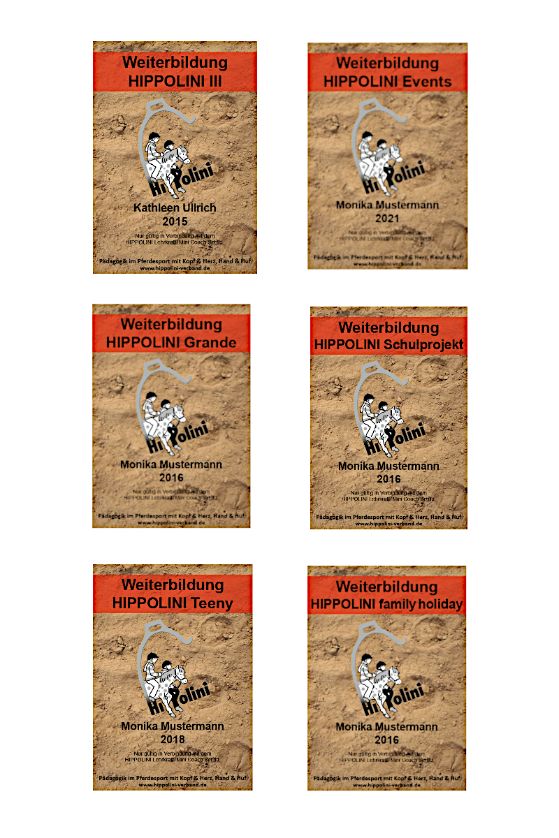 Plaketten (Schilder) für Weiterbildungen - Hippolini-Verlag